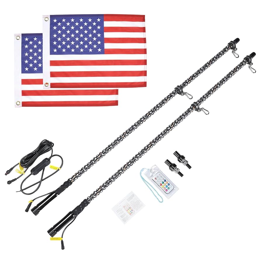 Amazon.com: KEMIMOTO 2pc 4ft Spiral LED Whip Lights for UTV